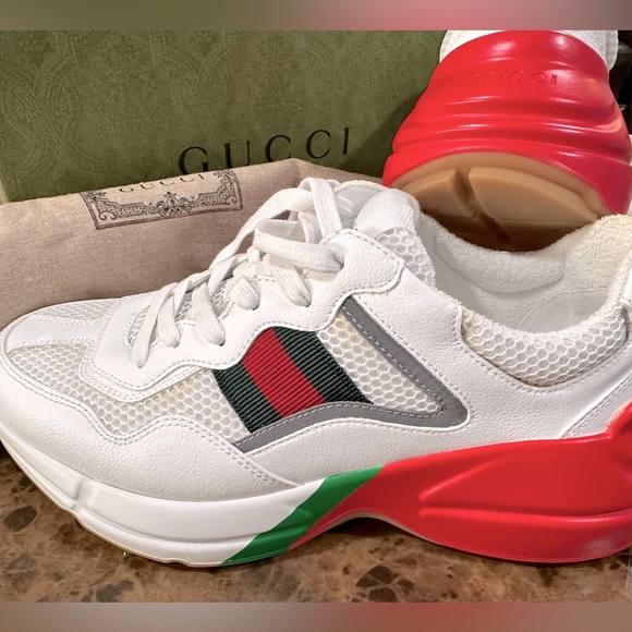Gucci Rhyton 'White Red Green Reflective” sneakers
